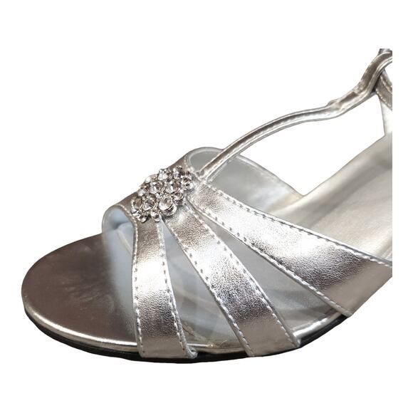 Dyeables Opal T-strap Metallic Heeled Sandals Rhinestones Wedding Women's 9 M - Picture 3 of 10